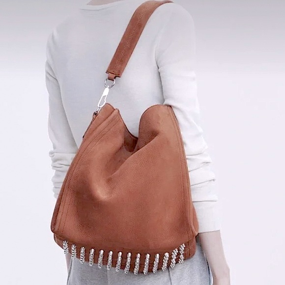 Alexander Wang Darcy Hobo Rose Pebbled Leather Burnt Studed. - Picture 2 of 14